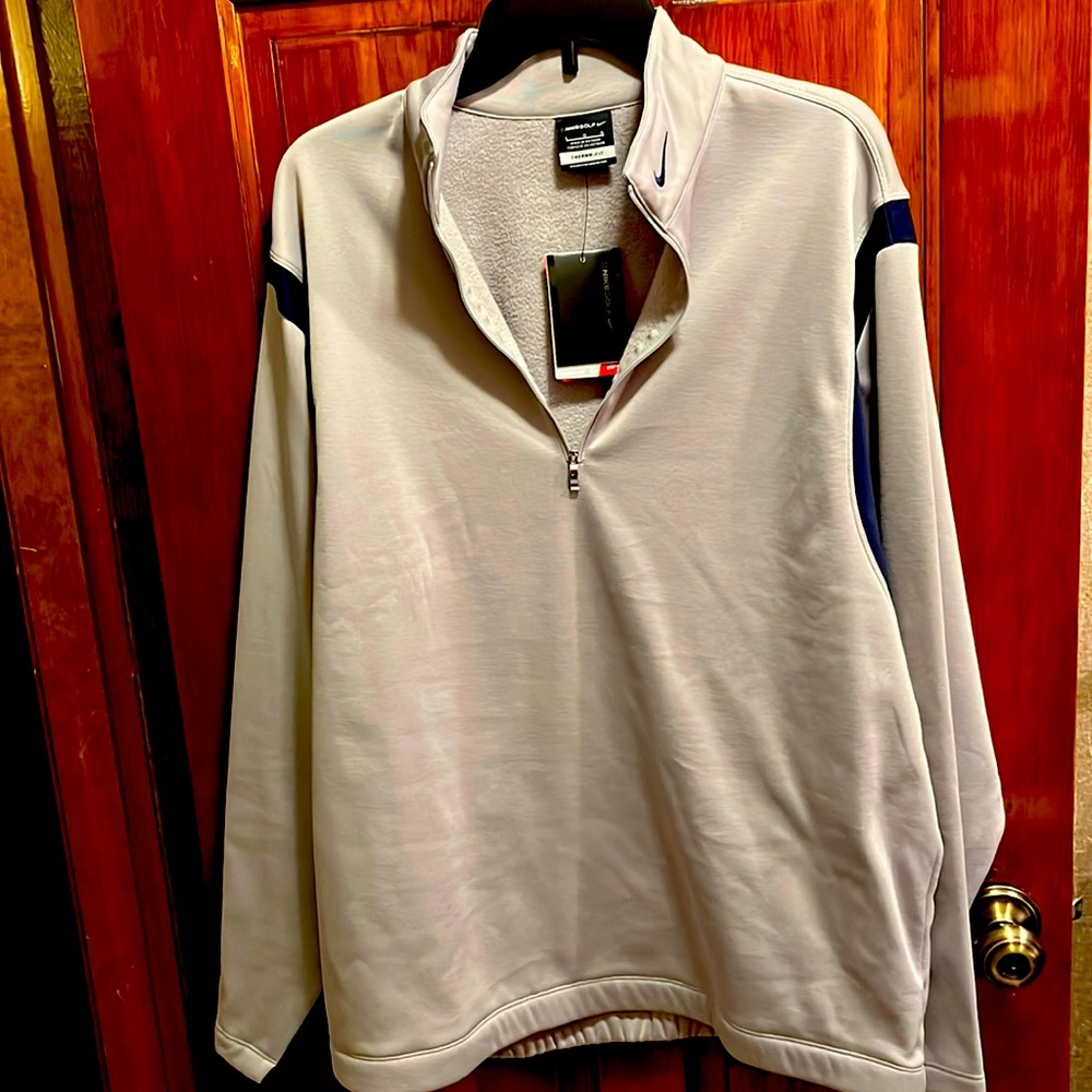 Nike Golf Therma Fit Fleece Quarter Zip Grey Pull Over Mens Size L. NWT